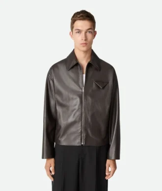 Blouson en cuir brillant