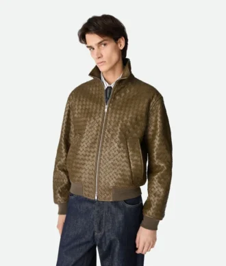 Blouson en cuir Intrecciato