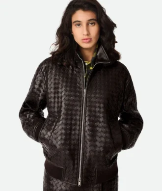 Blouson en cuir Intrecciato