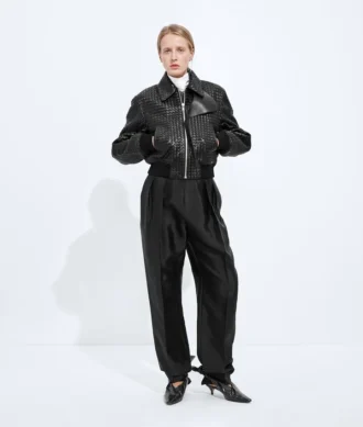 Blouson en cuir Intrecciato