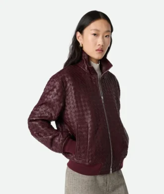 Blouson en cuir Intrecciato