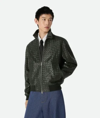 Blouson en cuir Intrecciato