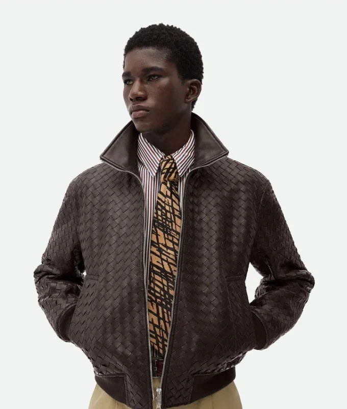 Blouson en cuir Intrecciato Blouson en cuir Intrecciato