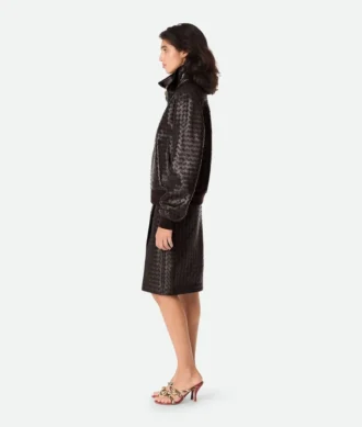 Blouson en cuir Intrecciato