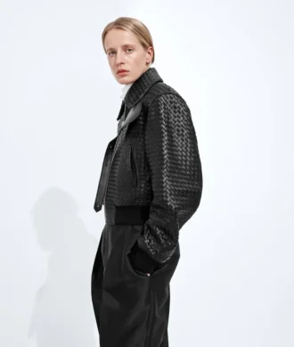 Blouson en cuir Intrecciato