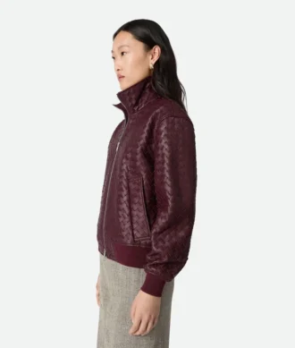 Blouson en cuir Intrecciato