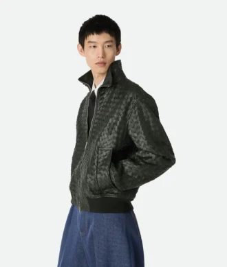 Blouson en cuir Intrecciato
