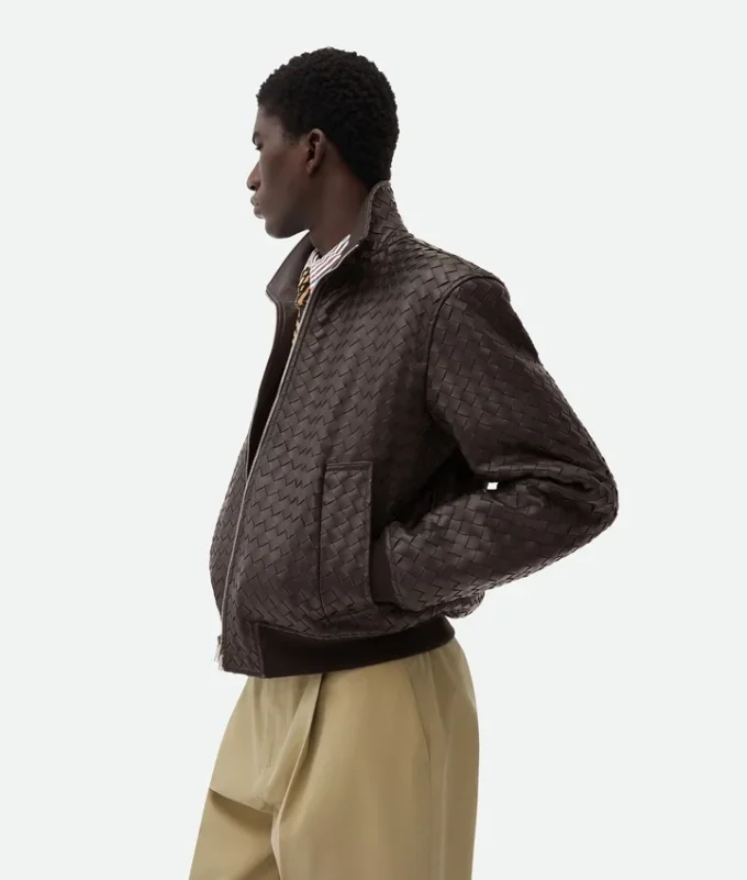 Blouson en cuir Intrecciato Blouson en cuir Intrecciato