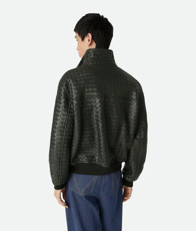 Blouson en cuir Intrecciato