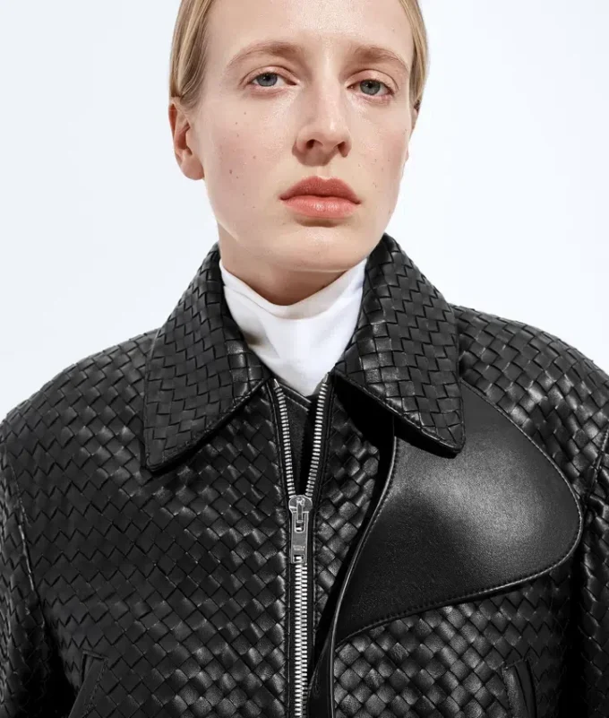 Blouson en cuir Intrecciato Blouson en cuir Intrecciato