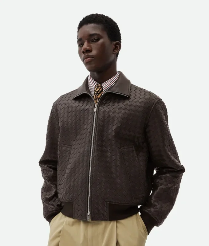 Blouson en cuir Intrecciato Blouson en cuir Intrecciato