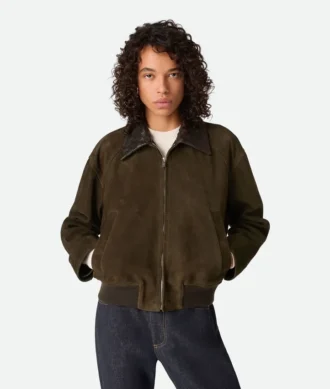 Blouson en cuir suédé