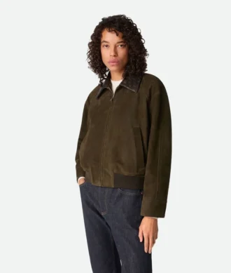 Blouson en cuir suédé