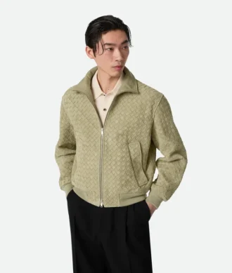 Blouson en cuir suédé Intrecciato