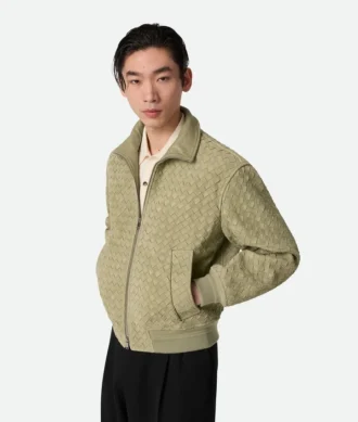 Blouson en cuir suédé Intrecciato