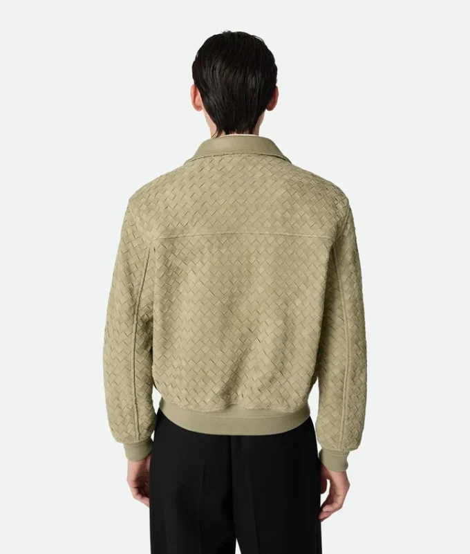 Blouson en cuir suédé Intrecciato