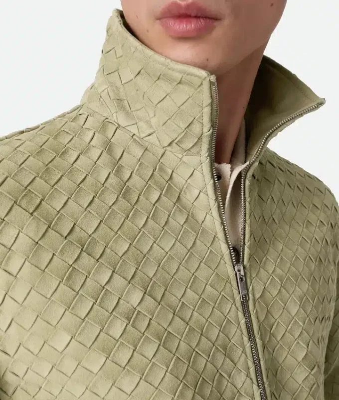 Blouson en cuir suédé Intrecciato