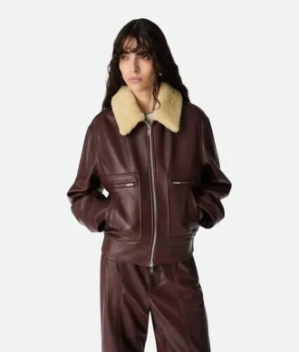 Blouson matelassé en cuir