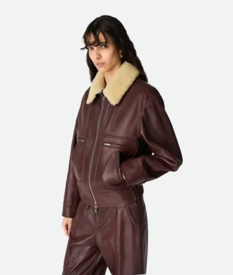 Blouson matelassé en cuir