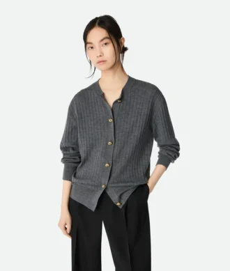 Cardigan en laine à côtes