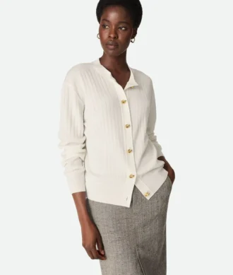 Cardigan en laine à côtes