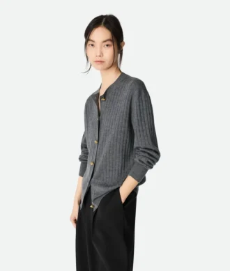Cardigan en laine à côtes