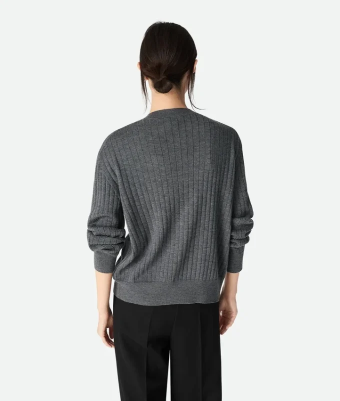 Cardigan en laine à côtes