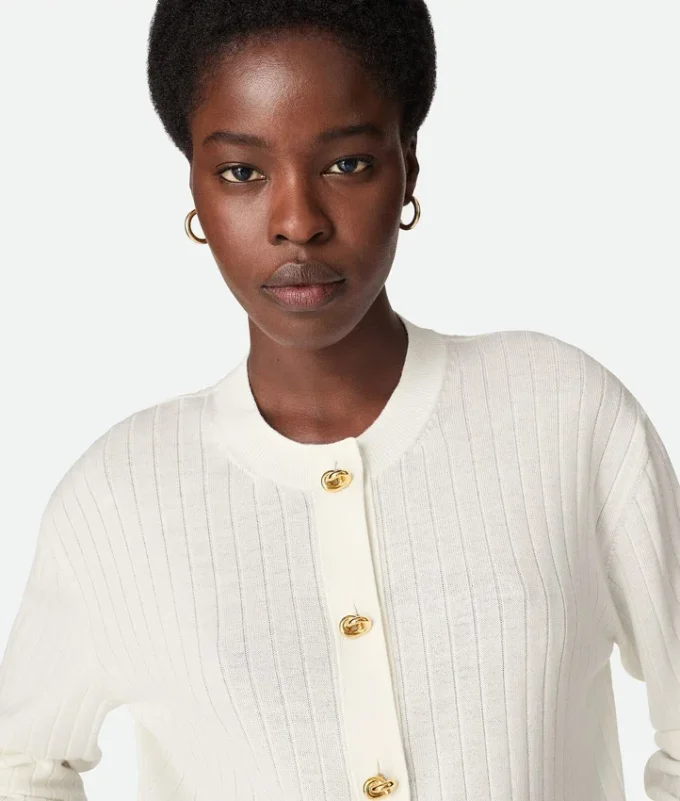 Cardigan en laine à côtes