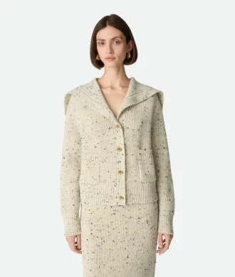 Cardigan en laine à côtes anglaises