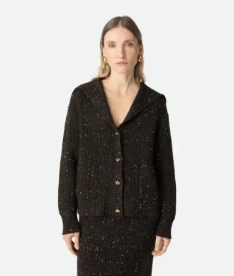 Cardigan en laine à côtes anglaises