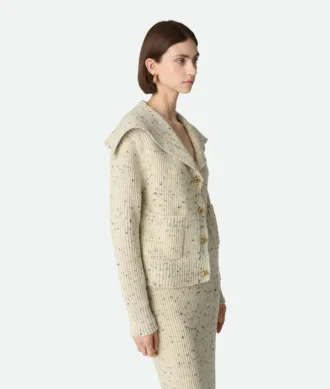 Cardigan en laine à côtes anglaises
