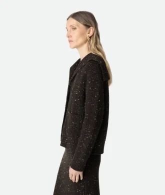 Cardigan en laine à côtes anglaises