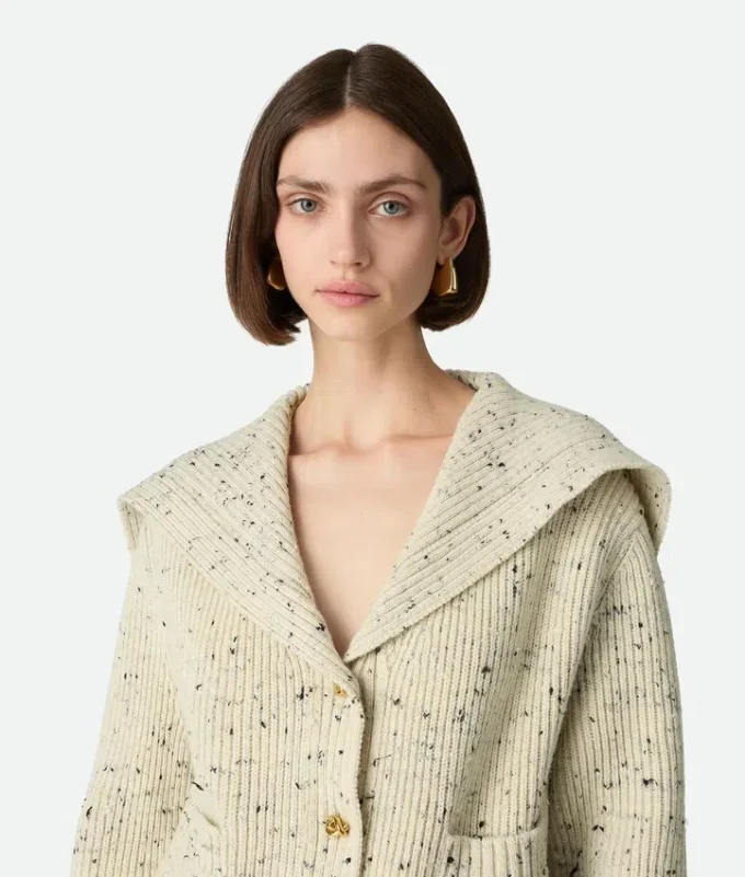 Cardigan en laine à côtes anglaises