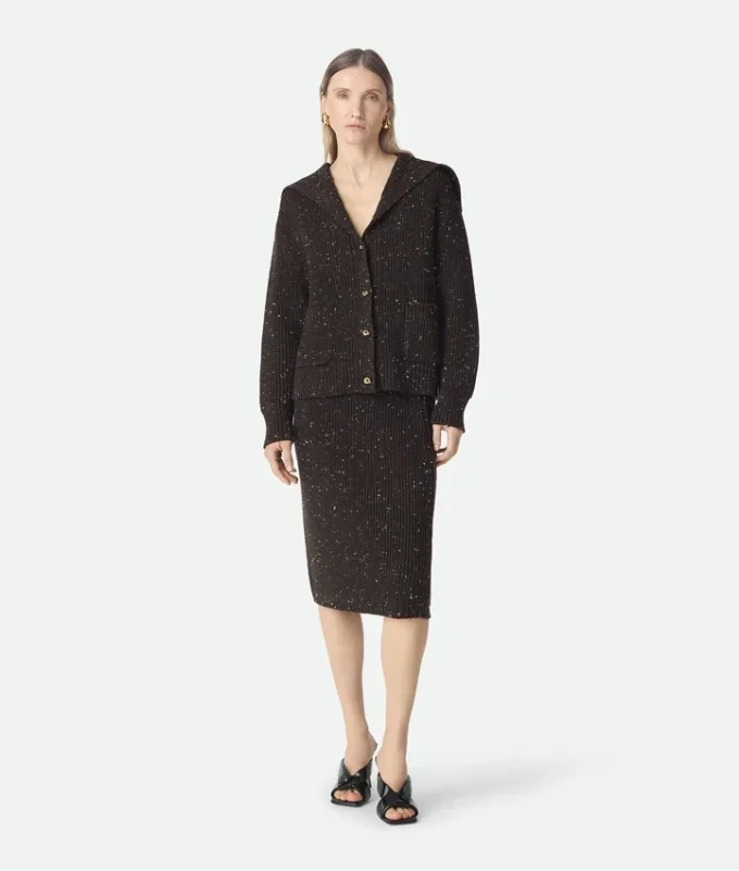 Cardigan en laine à côtes anglaises
