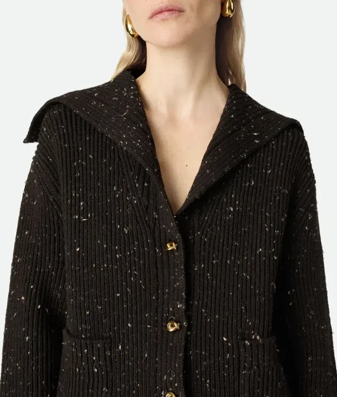 Cardigan en laine à côtes anglaises