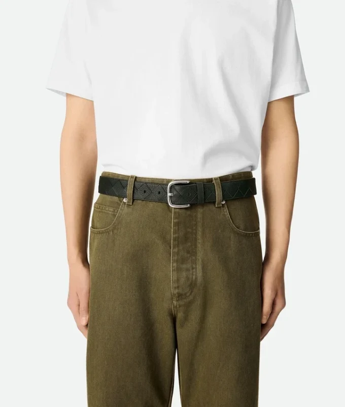 Ceinture en cuir de veau Intrecciato