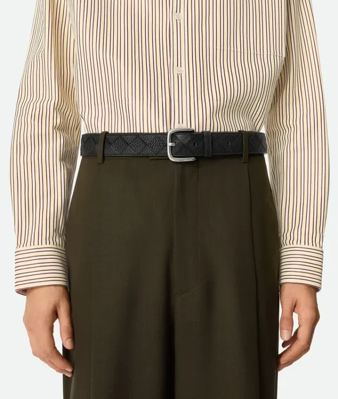Ceinture en cuir de veau Intrecciato