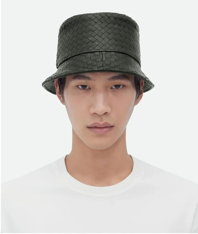 Chapeau bob en cuir Intrecciato