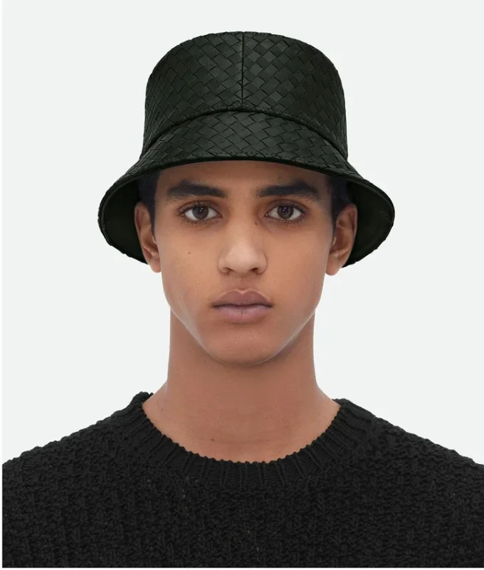 Chapeau bob en cuir Intrecciato