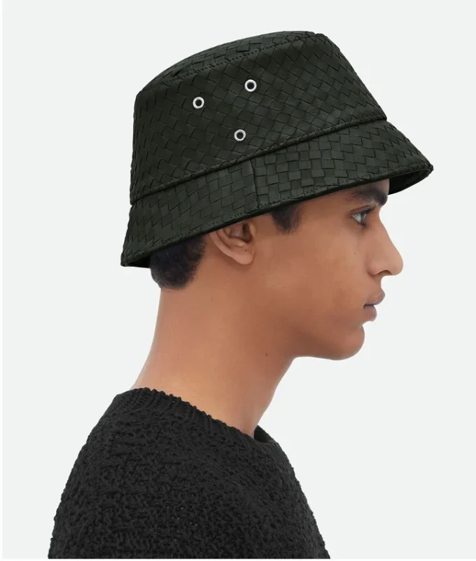 Chapeau bob en cuir Intrecciato