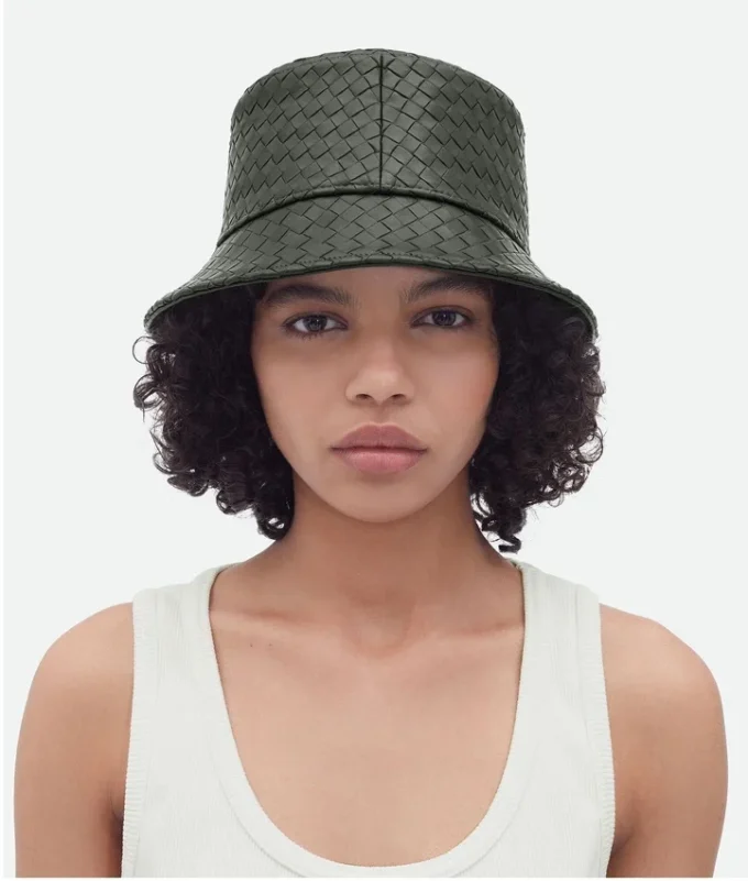 Chapeau bob en cuir Intrecciato