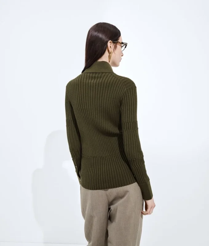 Chemise en cachemire et soie à côtes
