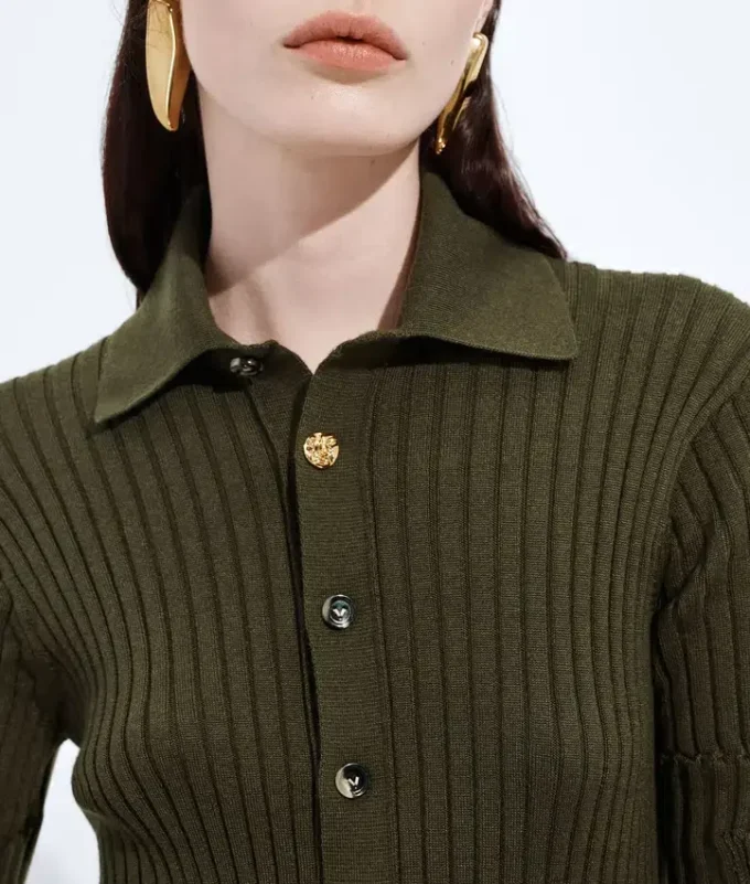 Chemise en cachemire et soie à côtes