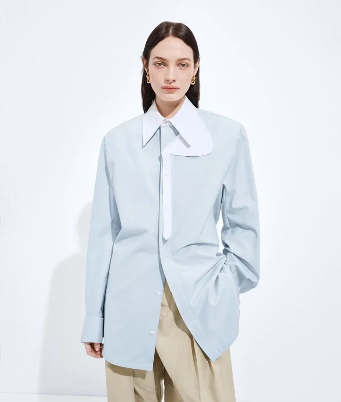 Chemise en coton Oxford avec ceinture
