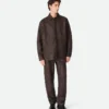Chemise en cuir et daim Intrecciato
