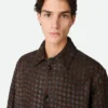 Chemise en cuir et daim Intrecciato