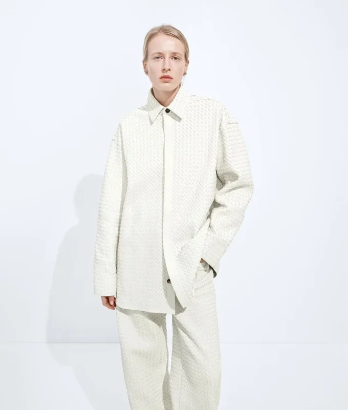Chemise en cuir Intrecciato