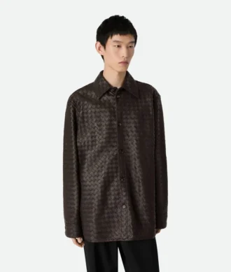 Chemise en cuir Intrecciato