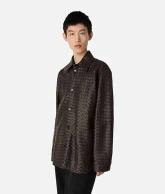 Chemise en cuir Intrecciato