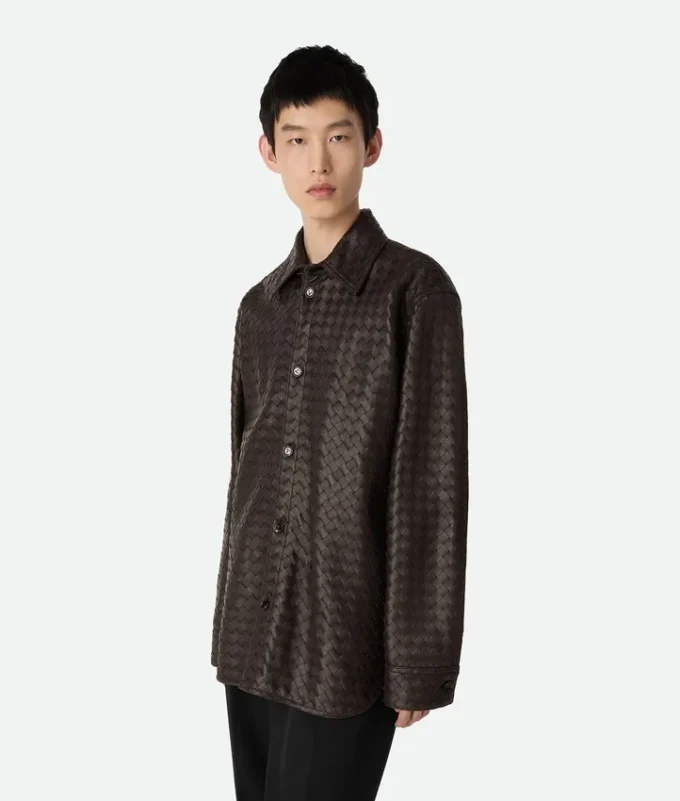 Chemise en cuir Intrecciato